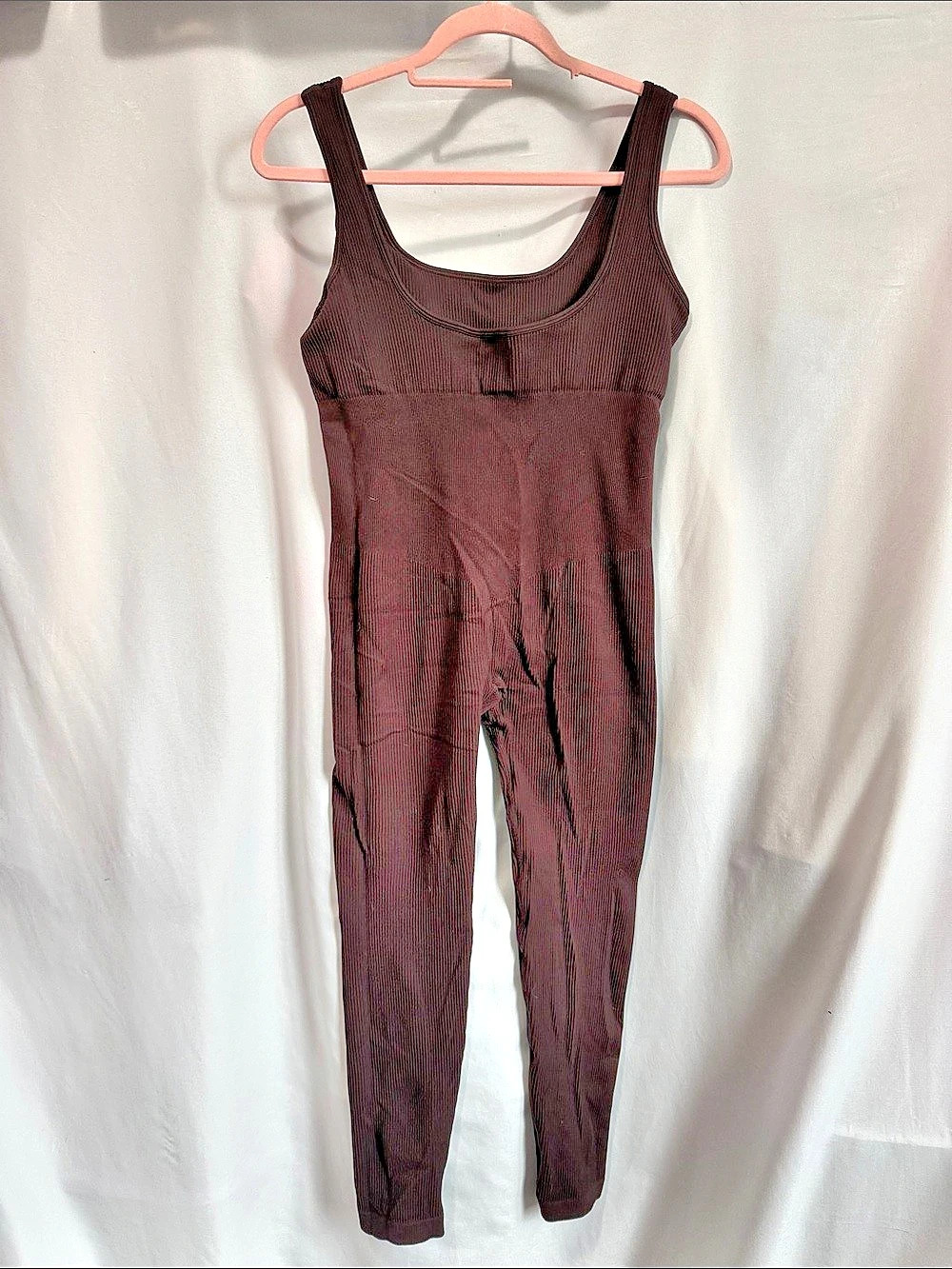 Brown Ribbed Jumpsuit - Picture 2 of 6